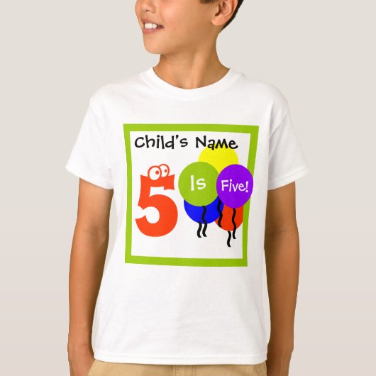 Aangepast shirt voor kinderen: vul de naam "is 5"  (Voorkant)