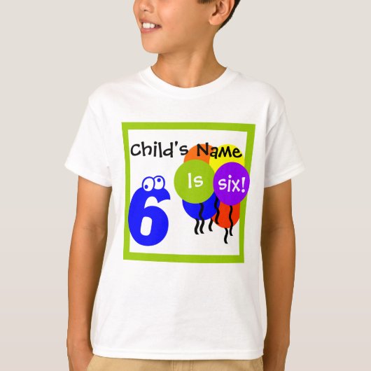 Aangepast shirt voor kinderen: vul de naam "is 6"  (Voorkant)