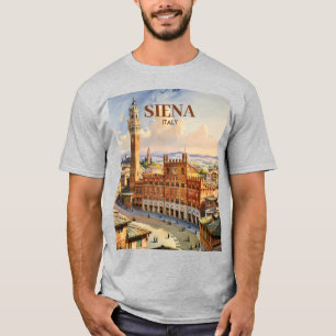 Aangepast Siena Italië Reis Vintage Piazza del Cam T-shirt