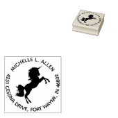 Aangepast Silhouet Eenhoorn Rond Retouradres Rubberstempel (Gestempeld)