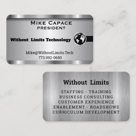 Aangepast - Silver en Black Business Design Visitekaartje (Voorkant / Achterkant)