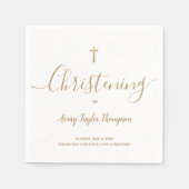 Aangepast SImple Gold Cross Christening Script Servet (Voorkant)