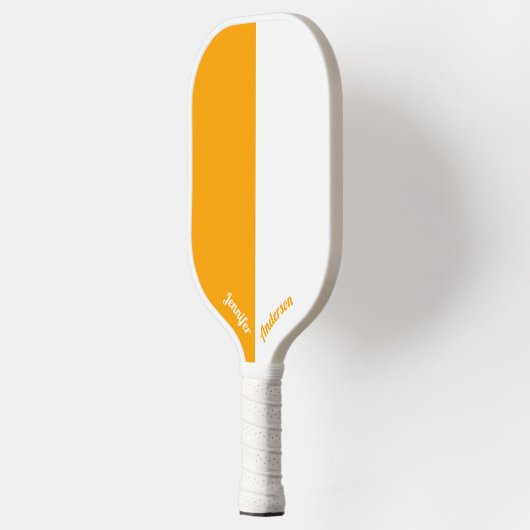 Aangepast Sinaasappel en wit Pickleball Paddle (Links)