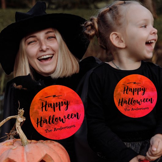 Aangepast Sinaasappel en zwart Volle Maan Happy Ha Hoodie