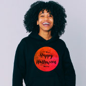 Aangepast Sinaasappel en zwart Volle Maan Happy Ha Hoodie