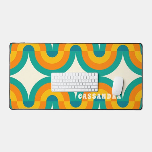 Aangepast Sinaasappel Groen Blauwgroen Blauw Golve Bureaumat (Keyboard & Muis)