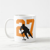 Aangepast Sinaasappel Hockey Player Number Koffiemok (Links)
