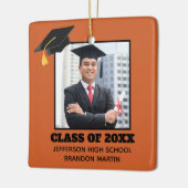 Aangepast Sinaasappel Hoger Afstuderen Foto 2023 Keramisch Ornament (Links)