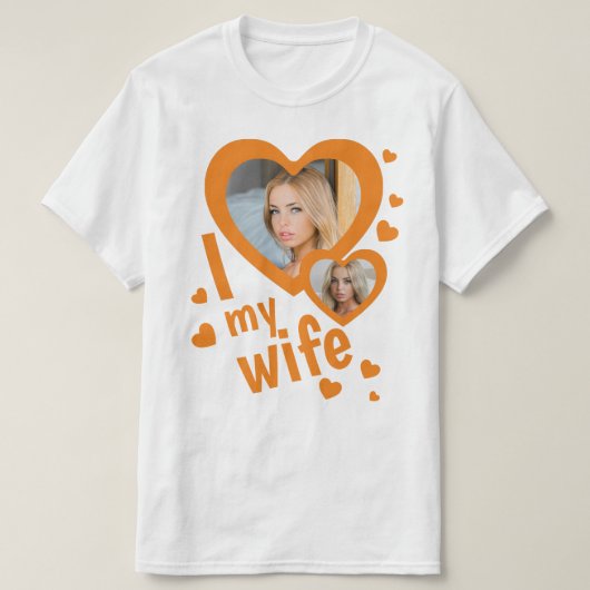 Aangepast sinaasappel Ik hou van mijn vrouw mannen T-shirt (Design voorkant)