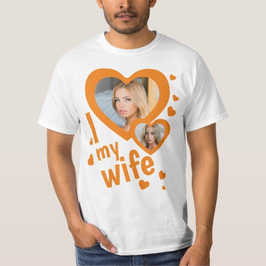 Aangepast sinaasappel Ik hou van mijn vrouw mannen T-shirt (Voorkant)