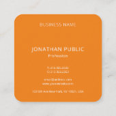 Aangepast Sinaasappel Modern Elegant Monogram Init Vierkante Visitekaartje (Achterkant)