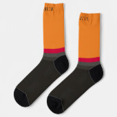 Aangepast Sinaasappel Roze Grijs Zwart Kleurenblok Sokken (Links)