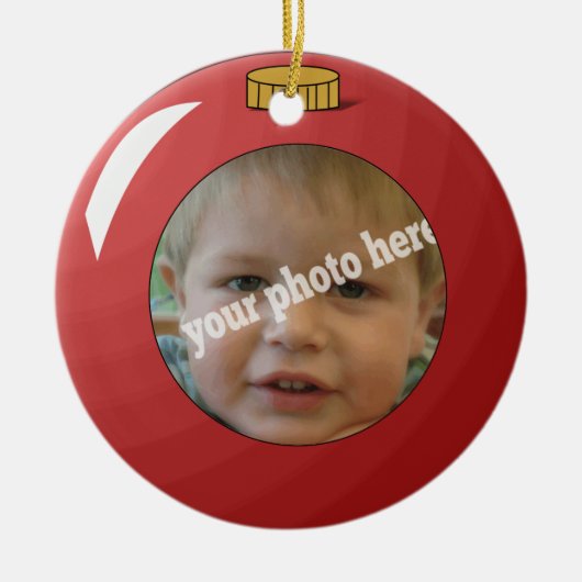 Aangepast sjabloon voor rode kerstbal sierfoto keramisch ornament (Voorkant)