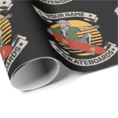 Aangepast skateboard nose Grab Skeleton Skater Cadeaupapier (Rol Hoek)