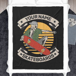 Aangepast skateboard nose Grab Skeleton Skater Fleece Deken