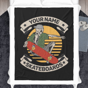 Aangepast skateboard nose Grab Skeleton Skater Fleece Deken