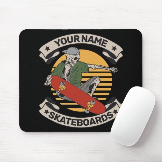 Aangepast skateboard nose Grab Skeleton Skater Muismat (Met muis)