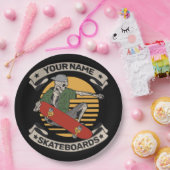 Aangepast skateboard nose Grab Skeleton Skater Papieren Bordje (Feest)