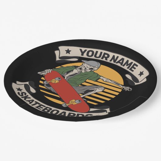 Aangepast skateboard nose Grab Skeleton Skater Papieren Bordje (Gekanteld)