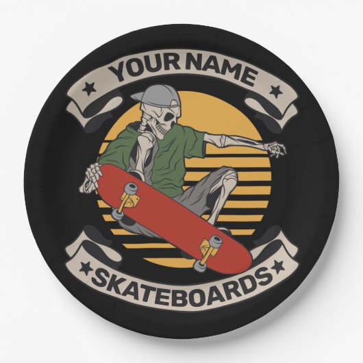 Aangepast skateboard nose Grab Skeleton Skater Papieren Bordje (Voorkant)