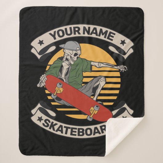 Aangepast skateboard nose Grab Skeleton Skater Sherpa Deken (Voorkant)