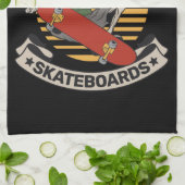 Aangepast skateboard nose Grab Skeleton Skater Theedoek (Gevouwen)