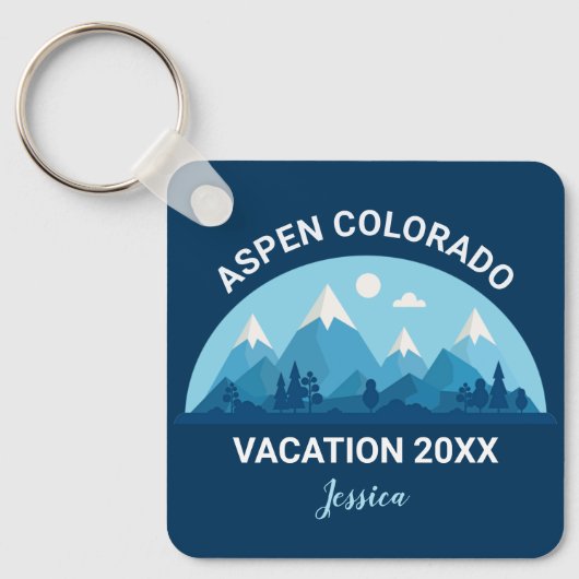 Aangepast skigebied Colorado Mountain Vacation Blu Sleutelhanger (Voorkant)