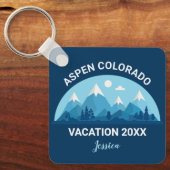 Aangepast skigebied Colorado Mountain Vacation Blu Sleutelhanger (Voorkant)