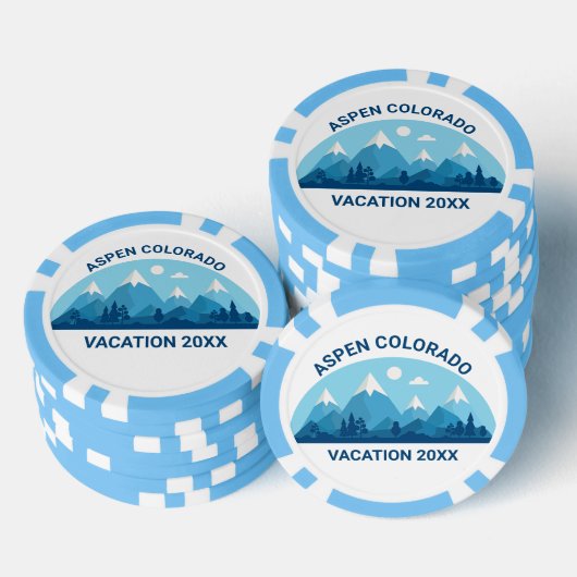Aangepast skihotel Colorado Trip Blue Mountain Poker Chips (Opstapeling)