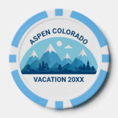 Aangepast skihotel Colorado Trip Blue Mountain Poker Chips (Voorkant)