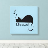 Aangepast slaapkat Silhouette Canvas Afdruk (Insitu (Houten vloer))