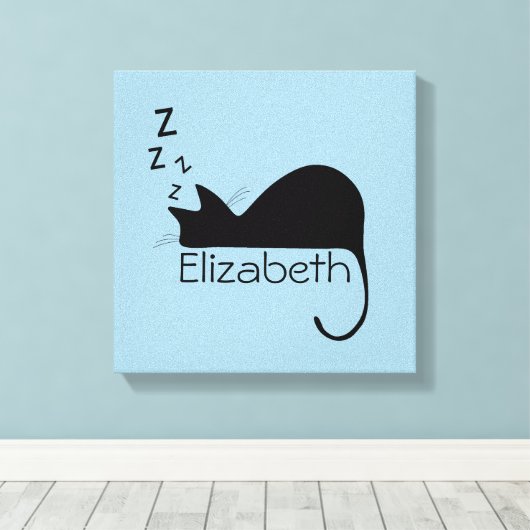 Aangepast slaapkat Silhouette Canvas Afdruk (Insitu (Houten vloer))