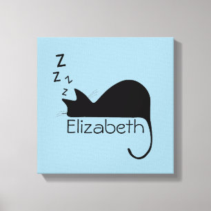 Aangepast slaapkat Silhouette Canvas Afdruk