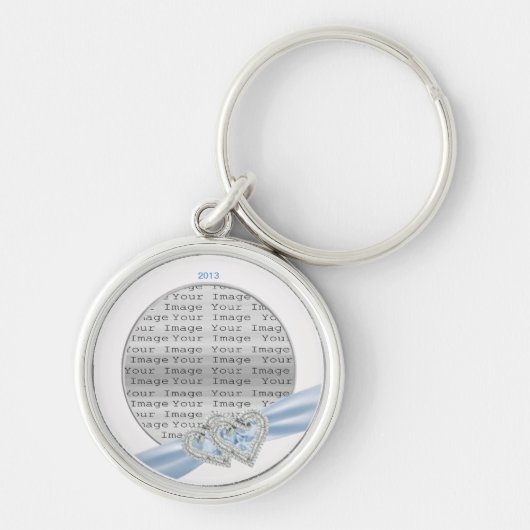 Aangepast Sleutelhanger Ice Blue Ribbon (Voorkant)