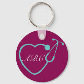 Aangepast Sleutelhanger Monogram Stethoscoop (Voorkant)