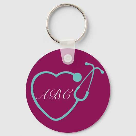Aangepast Sleutelhanger Monogram Stethoscoop (Voorkant)