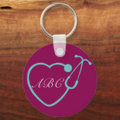 Aangepast Sleutelhanger Monogram Stethoscoop (Voorkant)