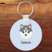 Aangepast Sleutelhanger voor siberiaanse Husky Dog (Voorkant)
