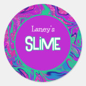 Aangepast slijm etiket, Cool groovy slijm feestje Ronde Sticker (Voorkant)
