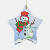 Aangepast sneeuwblauw man op blauwe achtergrond en keramisch ornament (Rechts)