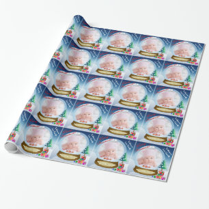 Aangepast sneeuwfotopapier met kerstcadeautjes voo cadeaupapier