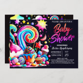 Aangepast Snoep Baby shower Kaart (Voorkant / Achterkant)