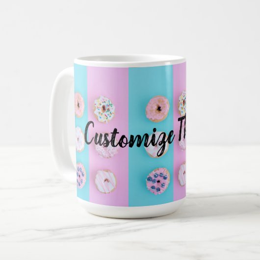 Aangepast Snoep voor tekst/donkernoot met kleurrij Koffiemok (Voorkant links)