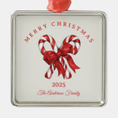 Aangepast snoepriet Kerst rood cadeau Metalen Ornament (Voorkant)