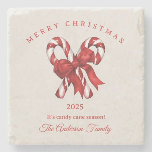 Aangepast snoepriet Kerst rood cadeau Stenen Onderzetter (Voorkant)