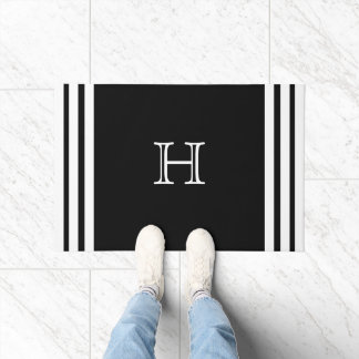 Aangepast, Solid Black White stripe elegant Nautis Deurmat