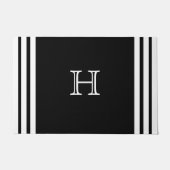 Aangepast, Solid Black White stripe elegant Nautis Deurmat (Voorkant)