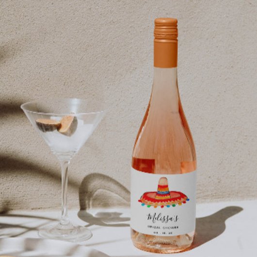 Aangepast Sombrero-Vrijgezellenfeest Sparkling Wijnetiket