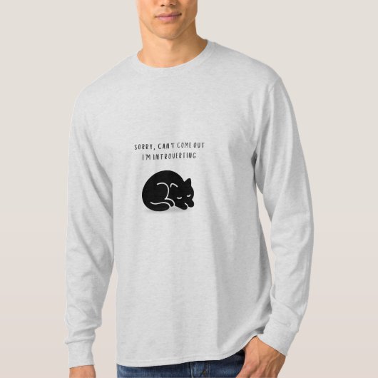 Aangepast Sorry dat ik Introvert Cat Heren- T-shirt (Voorkant)