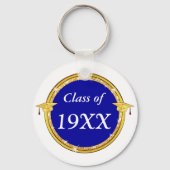 Aangepast, Souvenirs voor klasse Reunion, blauw, w Sleutelhanger (Achterkant)